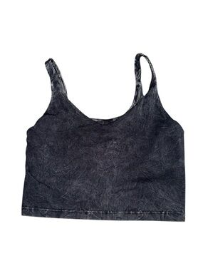 Aerie OFFLINE Real Me Cropped Tank Top Black Acid Wash Stretch Athleisure Size M